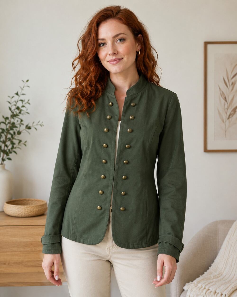 ModCloth Olive Green Climb The Ranks Military Jacket Women's Large